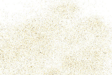 Gold glitter texture isolated on white. Amber particles color. Celebratory background. Golden explosion of confetti. Design element. Digitally generated image. Vector illustration, EPS 10.