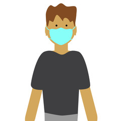 Coronavirus. Coronavirus infection COVID 19. Man in protective mask. Cough icon. Virus structure. Infographics. Vector illustration on isolated background