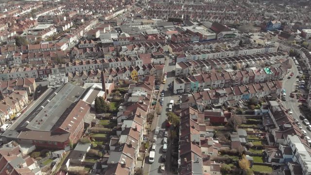 Drone footage of city of Bristol, England