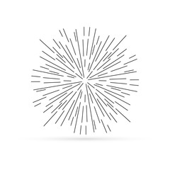 outline black ray icon isolated on white, doodle burst, sketch vector stock illustration