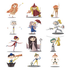 Set of chsrscters in cartoon style.