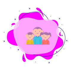 Daughter, son, father cartoon liquid bacdge icon. Simple color vector of family icons for ui and ux, website or mobile application