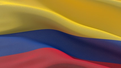 High resolution close-up flag of Colombia. 3D illustration.