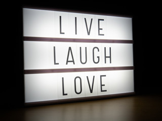 LED light box live laugh love inspirational message board