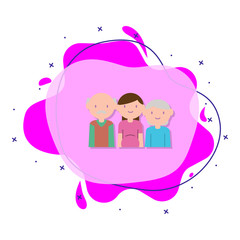 Family, woman cartoon liquid bacdge icon. Simple color vector of family icons for ui and ux, website or mobile application