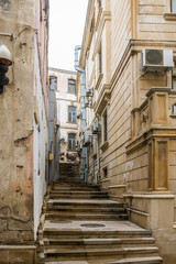 Old, ancient streets of the Central historical part of the city of Baku, Republic of Azerbaijan....