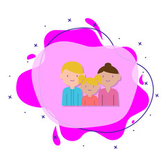 Mother, father, daughter cartoon liquid bacdge icon. Simple color vector of family icons for ui and ux, website or mobile application