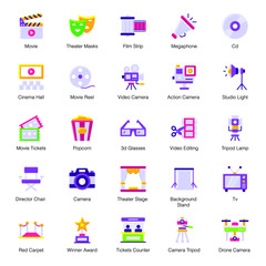 Cinematography and Photography Flat Icons Pack 