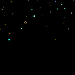 Gold, Blue stars, sprocket, shiny confetti. 