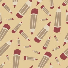 Pattern with pencils in cartoon style.
