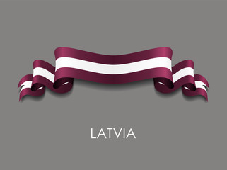 Latvian flag wavy ribbon background. Vector illustration. - obrazy, fototapety, plakaty
