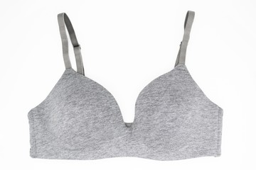Simple grey bra on a white background