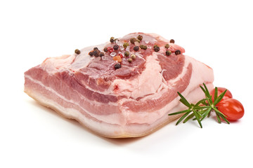 Fototapeta premium Raw pork belly meat, isolated on white background