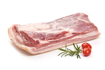 Raw pork belly meat, isolated on white background