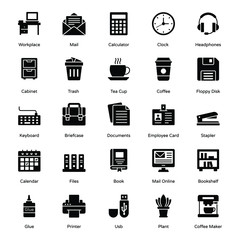Office and Workplace Solid Icons Pack 