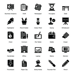 Office and Workplace Accessories Solid Icons Pack 