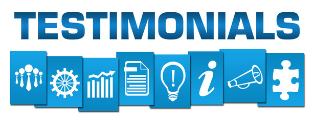 Testimonials Blue Professional Business Symbols 