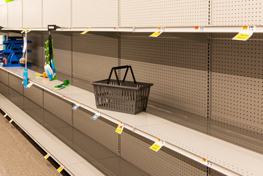 Empty store shelves due to Caronavirus pandemic