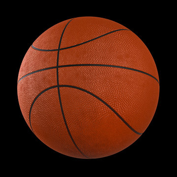 Basketball Ball Isolated on Black Background. High Resolution 3D Render.