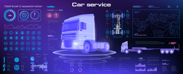 Diagnostics of the state of the truck chassis and the entire electronic control system. Analysis and diagnostics autonomous smart truck. Unmanned truck control system