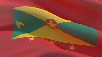 Waving flags of the world - flag of Grenada. 3D illustration.
