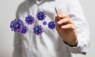 mikro digital epidemic corona virus nCoV , Novel Coronavirus 19-NCP. nCoV denoted is...