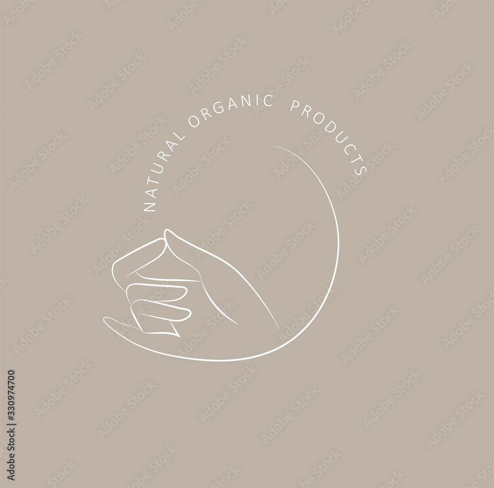 Wall mural logo design template in trendy linear minimal style. vector abstract hands. abstract symbol for orga