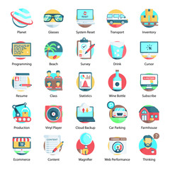 Conceptual Colorful Flat Icons Pack 