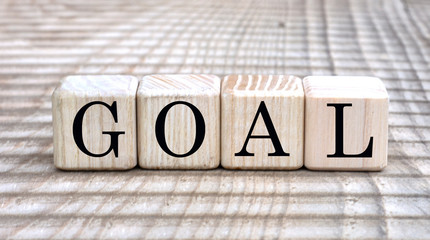 concept of the word GOAL on cubes on a beautiful background