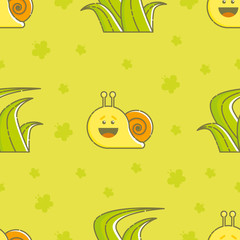 Pattern with snails in linear style.