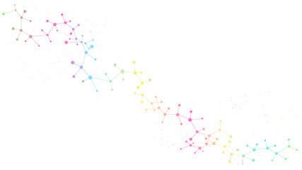 Structure molecule and communication. Dna, atom, neurons. Scientific concept for your design. Connected lines with dots. Medical, technology, chemistry, science background. Vector illustration.