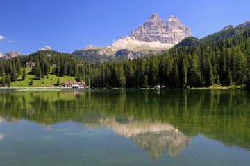 Lake Misurina near Auronzo di Cadore, Dolomites, Italy 