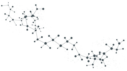 Structure molecule and communication. Dna, atom, neurons. Scientific concept for your design. Connected lines with dots. Medical, technology, chemistry, science background. Vector illustration.