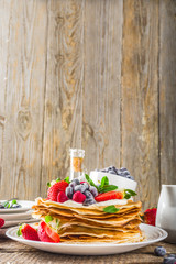 Sweet crepes with berries