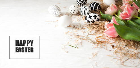 Beautiful golden black-white modern easter eggs