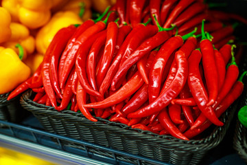 vegetables pepper chili in the store