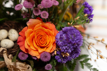 Spring flowers in a basket
