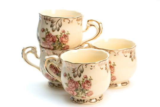 Ornamental porcelain tea cups