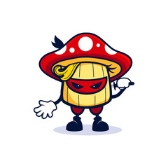 cartoon ninja mushroom stand use one sword in back