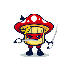 cartoon ninja mushroom one hair use two swords 2