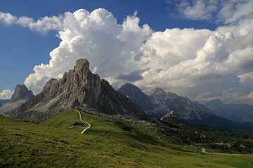 Giau pass and La Gusela peak, Nuvolau group, Dolomites, Italy