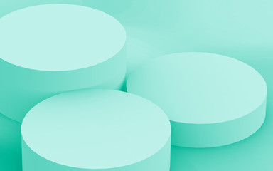 3d green bright cylinder podium minimal studio background. Abstract 3d geometric shape object illustration render. Display for food natural product.
