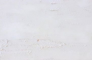 background of white wooden vintage wall with distressed, cracked and peeling details