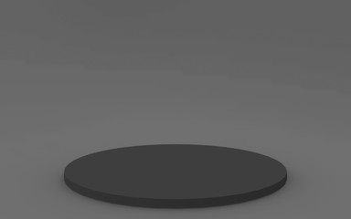 3d gray black cylinder podium minimal studio background. Abstract 3d geometric shape object illustration render. For business product presentation.