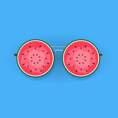 Fototapeta premium Summer Background with Glass and Watermelon. Vector Illustration