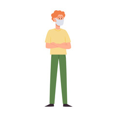 Vector illustration of man in protective face dust mask