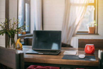 Fototapeta premium Workplace at home. Work from home.
