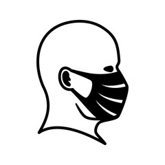 Man icon in a protective mask on a white background.