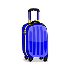 Blue travel suitcase on a white background.