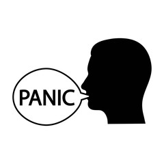 illustration of a man fanning a panic on a white background